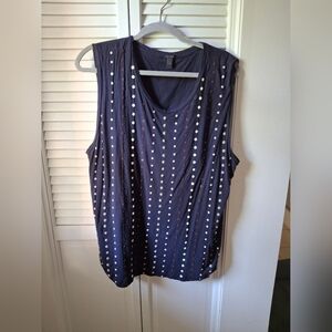J Crew Stylish Navy Sleeveless Top with Polka Dot Design